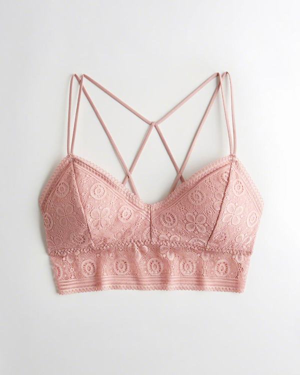 Bralette Hollister Donna Strappy Longlinelette With Removable Pads Rosa Italia (773HQADO)